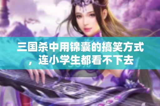 三国杀中用锦囊的搞笑方式，连小学生都看不下去