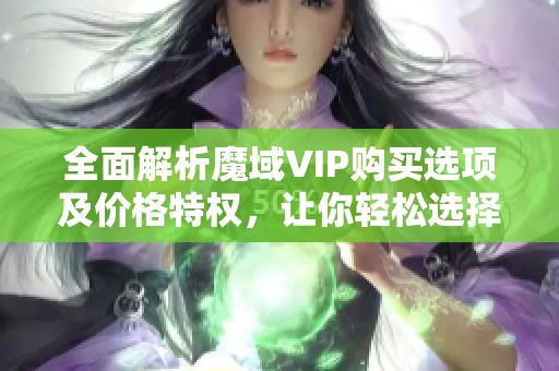 全面解析魔域VIP购买选项及价格特权，让你轻松选择最优方案