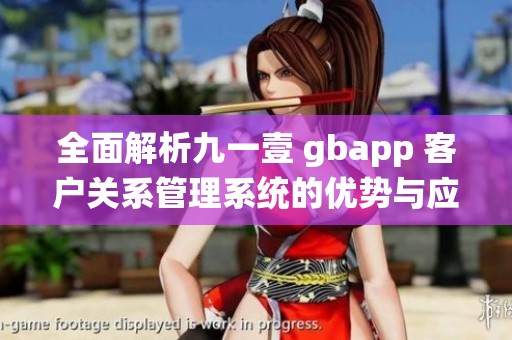 全面解析九一壹 gbapp 客户关系管理系统的优势与应用